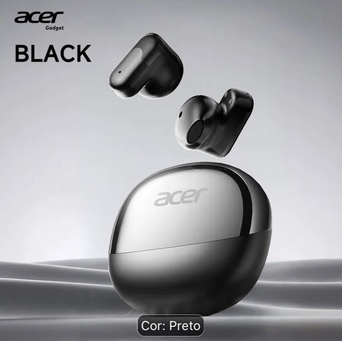 [Acer] Modelo novo 2025 Fone de Ouvido Sem Fio TWS Grave Pesado Estéreo + Cancelamento de Ruído de Fala Ultra Longa Duração Esportes Corrida