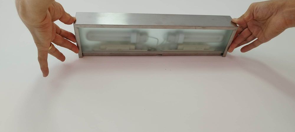 Candeeiro / Aplique aço inox e vidro para wc