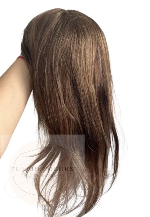 Brazowa peruka wlosy naturalne z grzywka 100% ludzkie