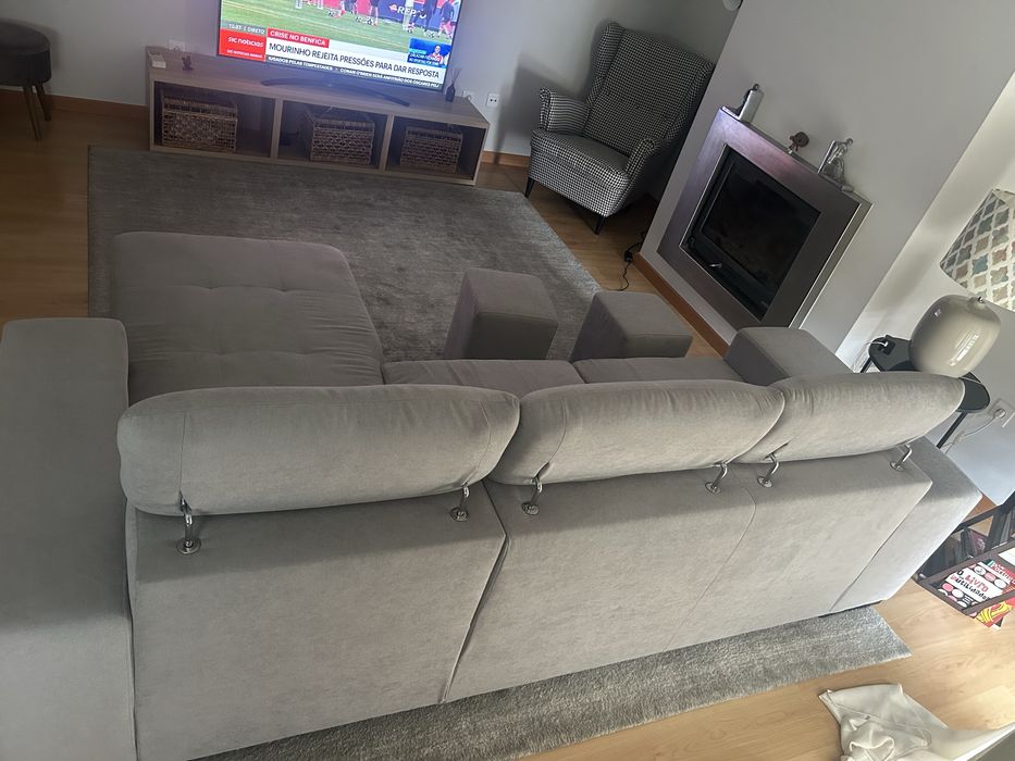 Sofá Budwing John Cinza  + chaise longe