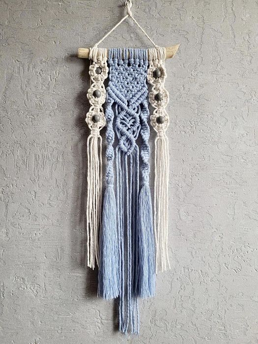 Makrama niebiesko kremowa