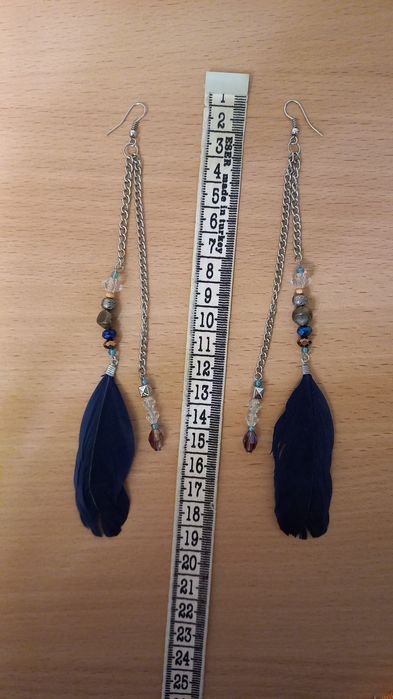 Серьги сережки с перышком