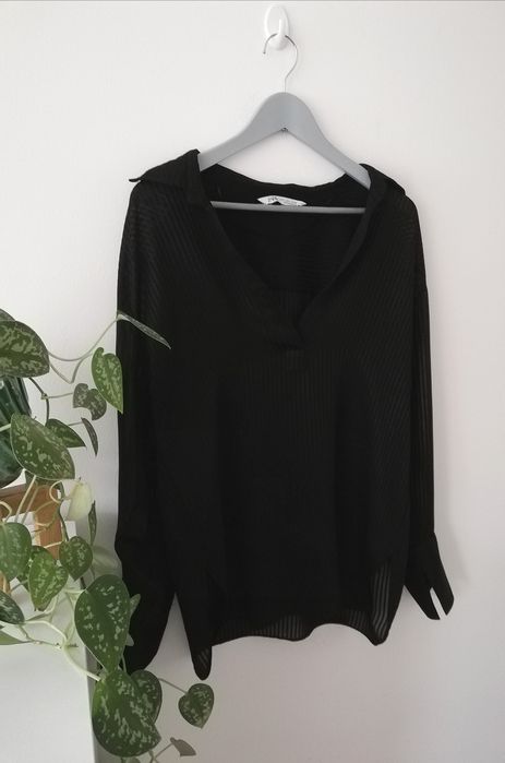 Czarna asymetryczna koszula oversize Zara