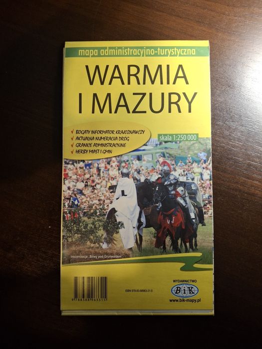 Mapa administracyjno turystyczna Warmia i Mazury