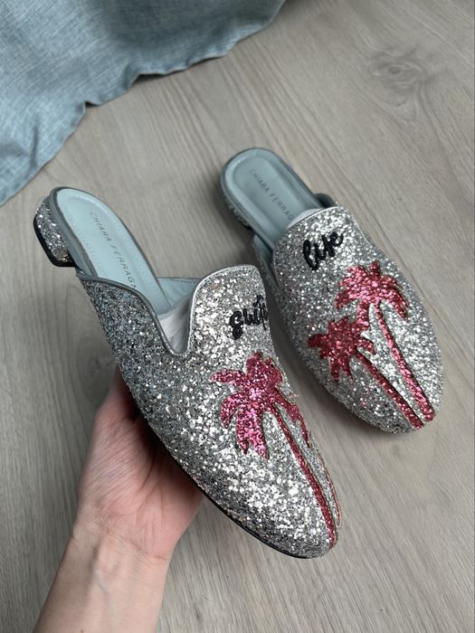 Buty wsuwane Chiara Ferragni 38-39 klapki loafersy baleriny espadryle cekiny