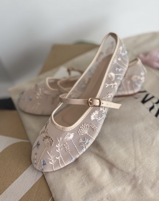 Босоніжки, балетки Zara сітка з квітами 36,37
