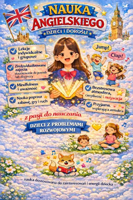 Angielski bez stresu, indywidualne podejście, dzieci młodzień dorośli