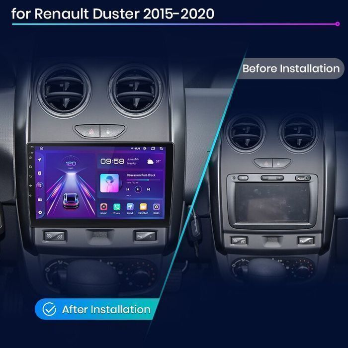 Renault Duster 2015-2020 – Radio Android 15 9" CarPlay Android Auto 2GB/32GB GPS Nawigacja Stacja Multimedialna WiFi Bluetooth PL