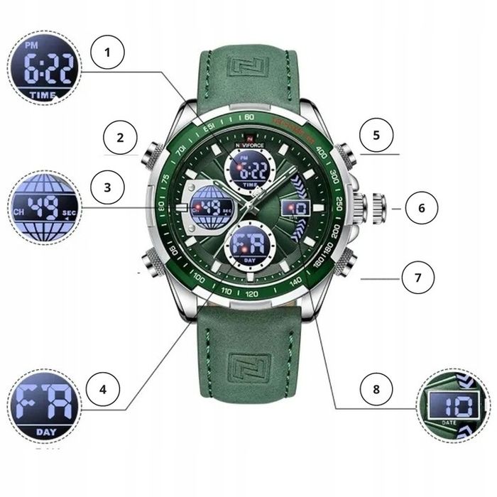 Zegarek Męski Elegancki Klasyczny Skórzany Pasek Stoper Datownik Alarm