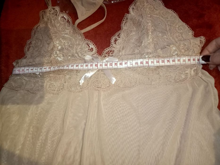 Koszulka nocna z koronką+stringi, roz.S. nowe!