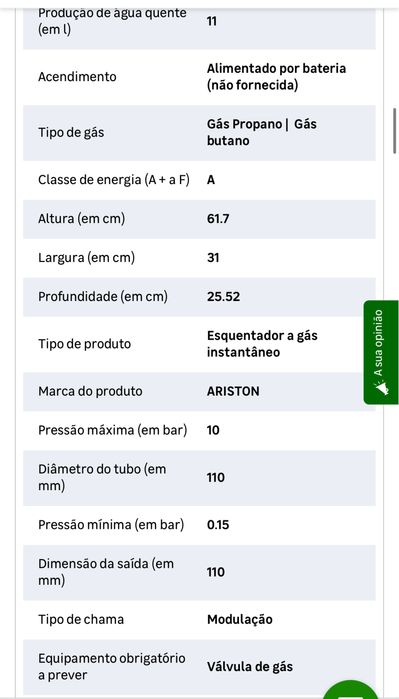 Esquentador novo embalado negociavel