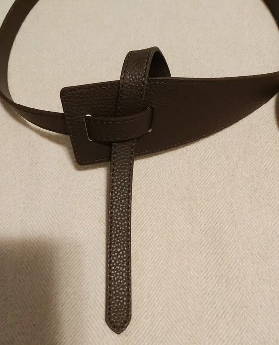 Nowy szeroki pasek brąz czekoladowa 120 cm damski taliowany