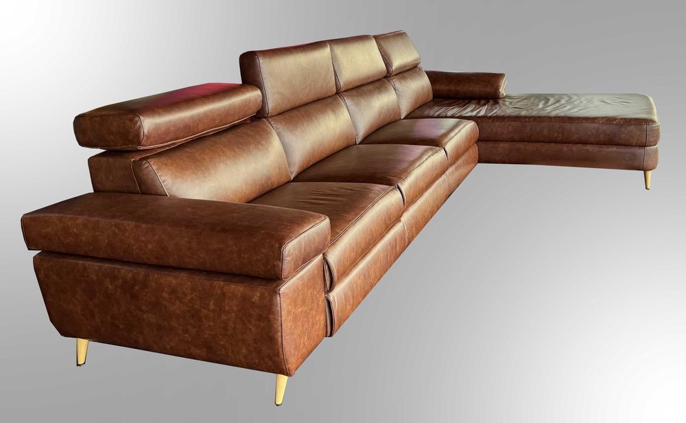 Sofá em pele castanho - Excelente estado