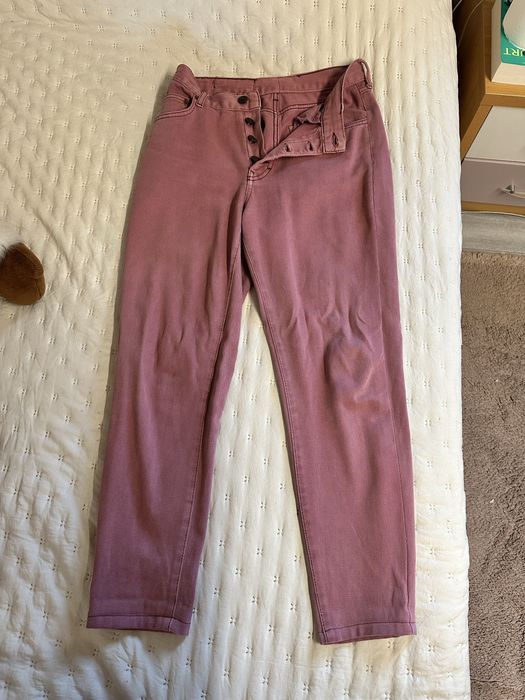 Calça de ganga cor de rosa com 4 botões