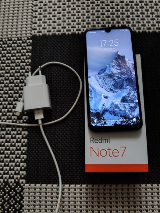 Telefon Xaiomi Redmi Note 7, ładowarka, pudełko, etui