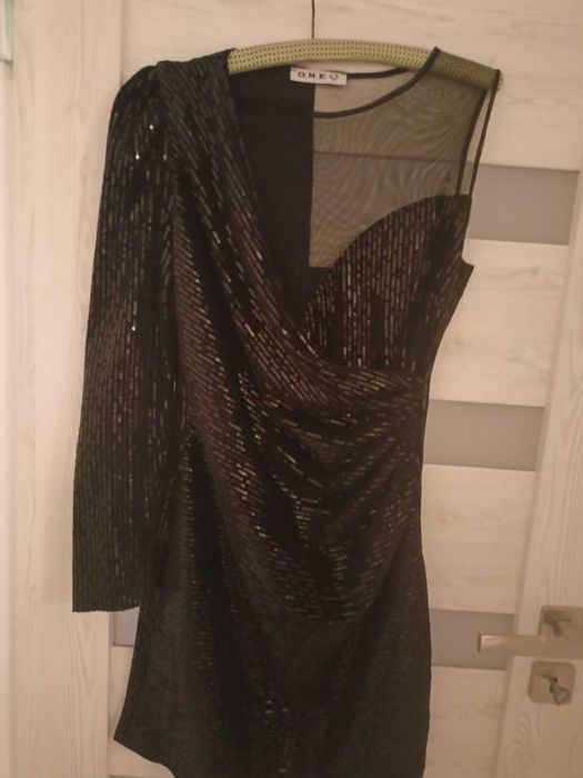 Sukienka cekiny O.N.E 36/38 jeden rękaw