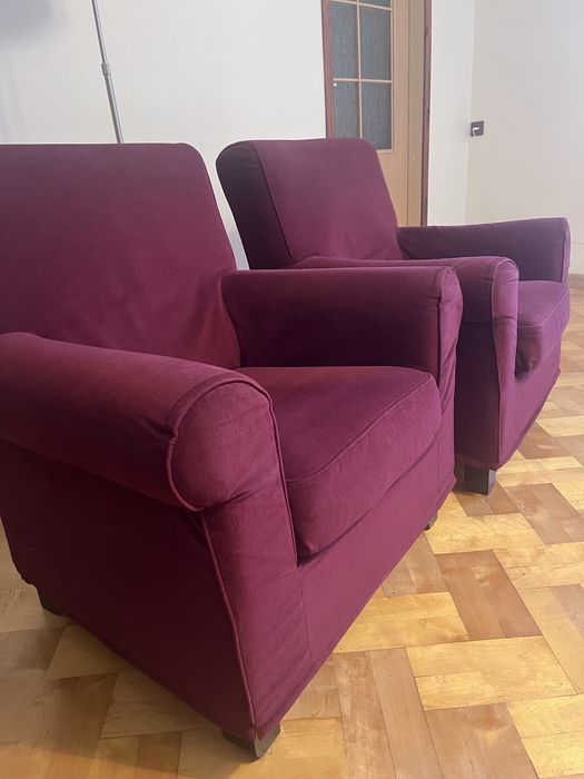 2 eleganckie fotele w kolorze bordowym / winnym – bardzo dobry stan