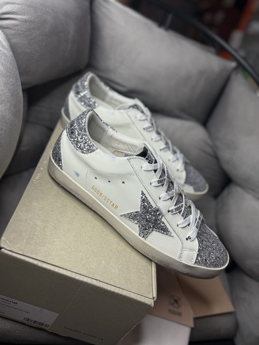 Кеди голден гуз golden goose жіночі кросівки кеди білі срібні