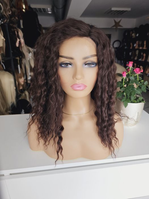 Peruka afroloki loki kasztanowy brąz Krysia naturalna fryzura