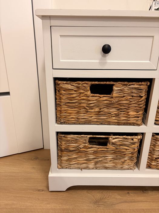 Komoda konsola biała rattan drewno Safavieh