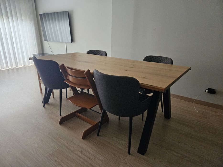 Mesa de jantar SANDBY 100x210 carvalho natural/preto