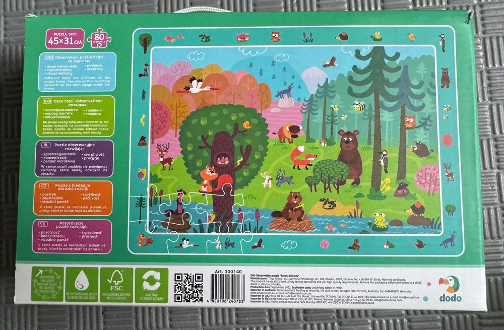Пазли Dodo 5+ 80 елементів транспорт, звірі