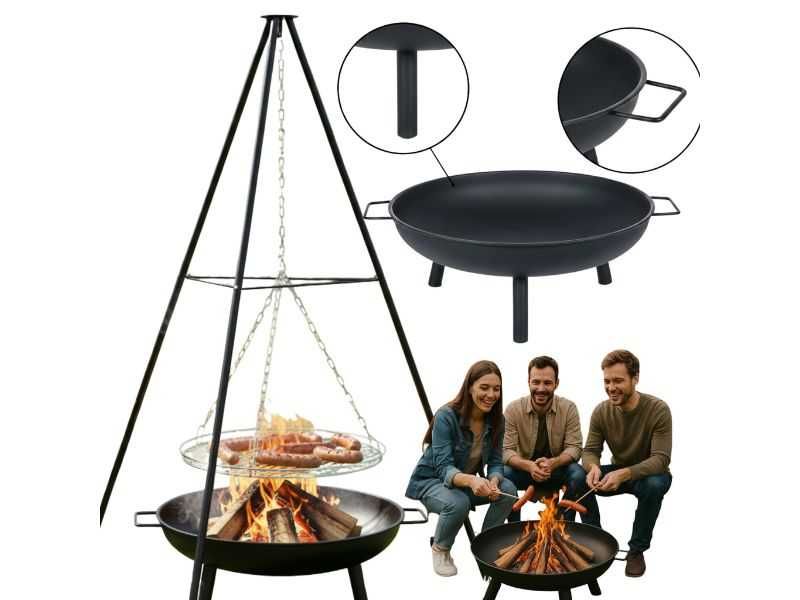 Palenisko Ogrodowe Tarasowe Trójnóg z Rusztem Grill NOWE