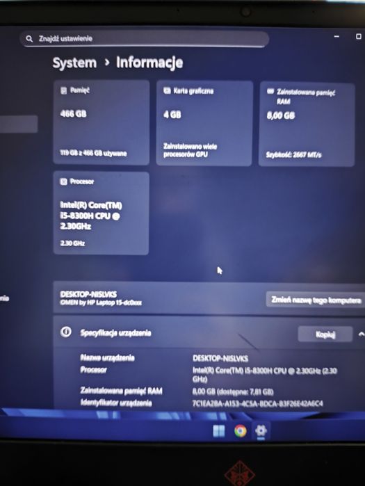 Laptop HP omen gtx 1050 4gb