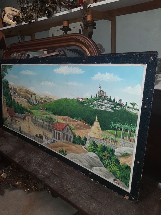 Grande Pintura Óleo Sobre Platex Da Igreja da Penha do Castelo de Guimarães