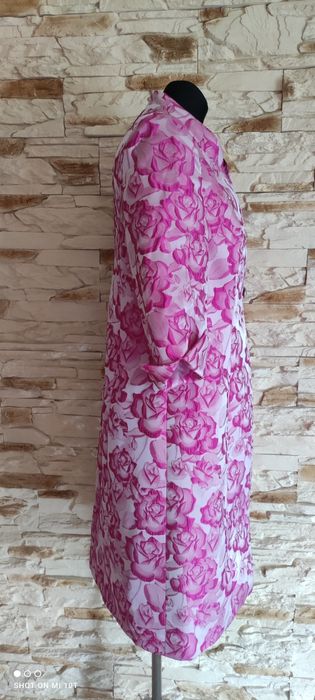 Różowy płaszcz elegancki, rękaw 3/4, Zeila donna, rozmiar L