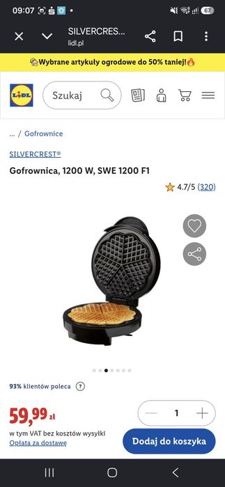 Gofrownica silvercrest 1200W