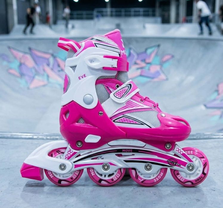 Rolki Regulowane Damskie 38-41 Wrotki dla Młodzieży Sportowe Różowe