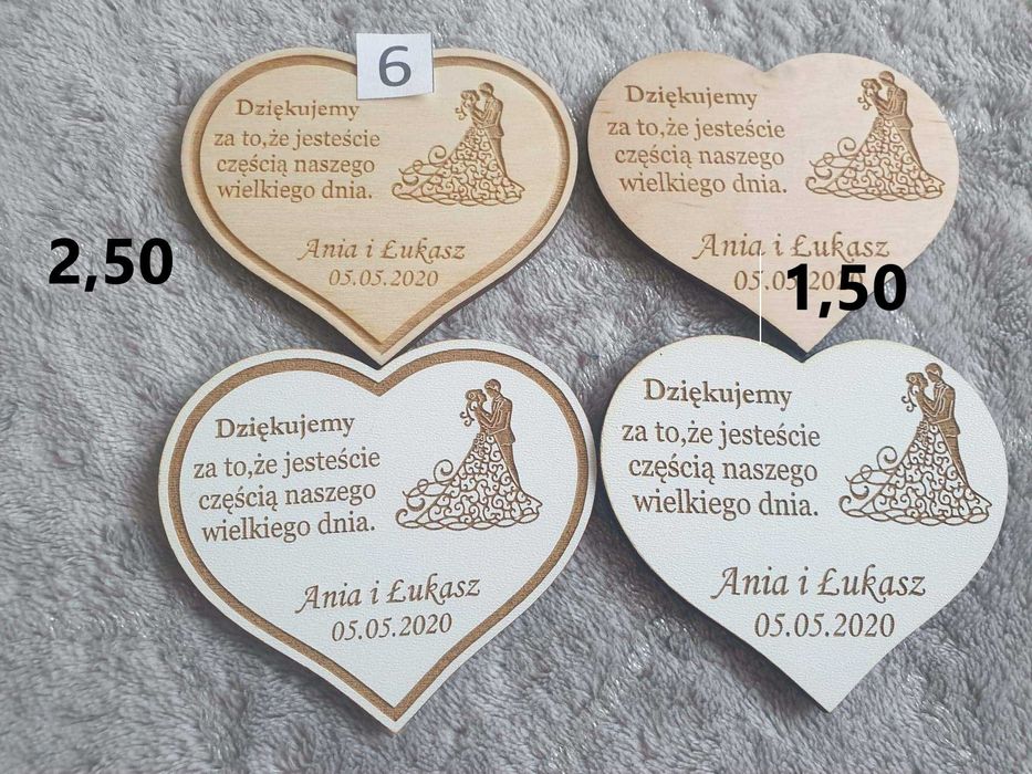 Podziękowania na wesele magnesy