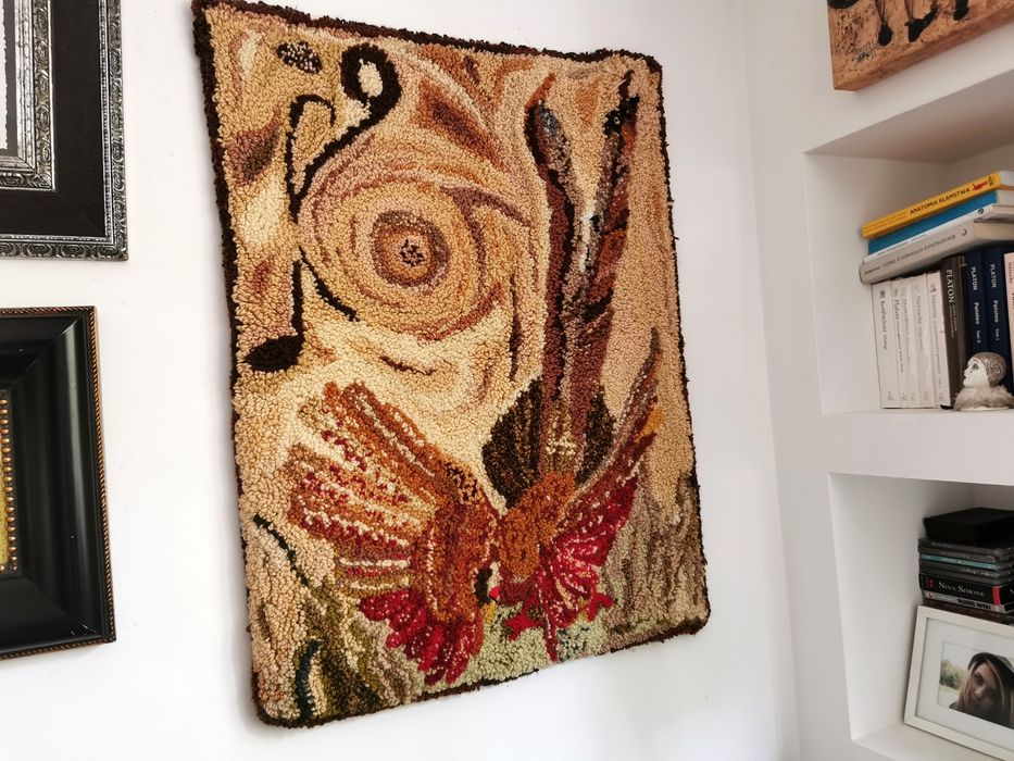 Artystyczna makata ścienna gobelin wełna Vintage