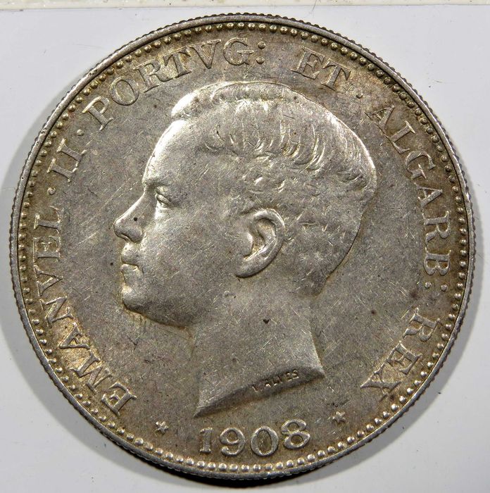 Moeda Monarquia Portuguesa - D. Manuel I - 500 Reis 1908 / BELA . PRATA
