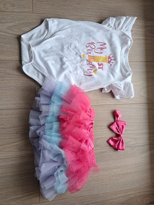 Zestaw na roczek dla dziewczynki 80. Spódniczka Stan idealny, kokardka