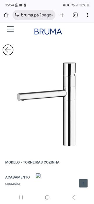 Torneira misturadora cozinha Bruma Lusa