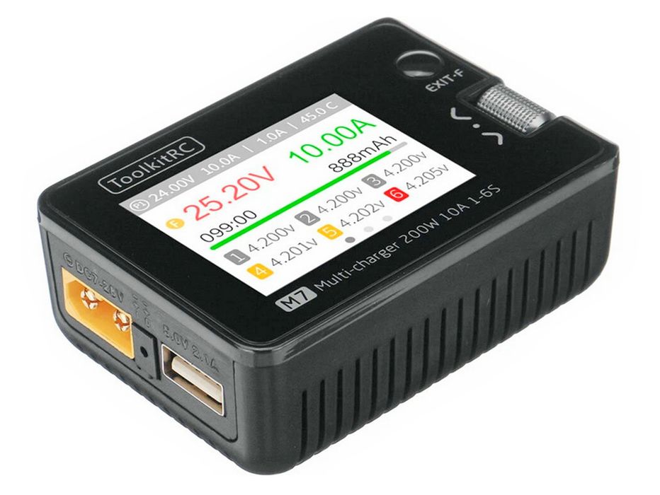 Toolkitrc m7 200w 10a 1s-6s зарядний пристрій