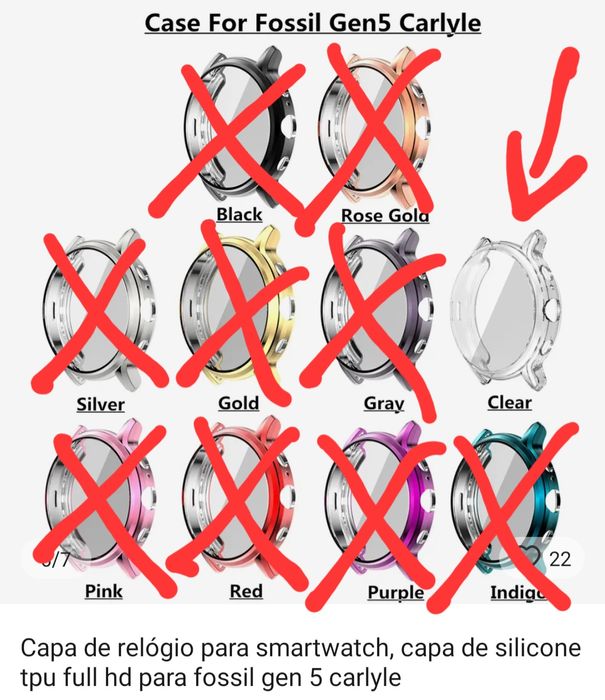 Fossil Gen 5 Carlyle Transparent Smartwatch Case63825203578755123