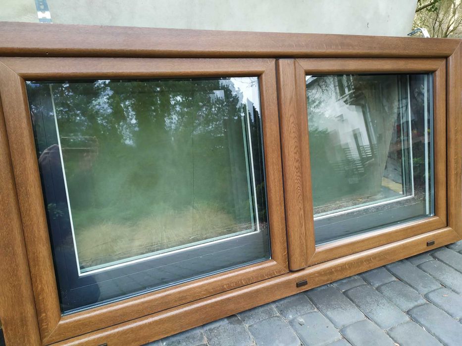 nowe okno drutex 160x80 trzyszybowe ,dwuskrzydłowe , antracyt , orzech