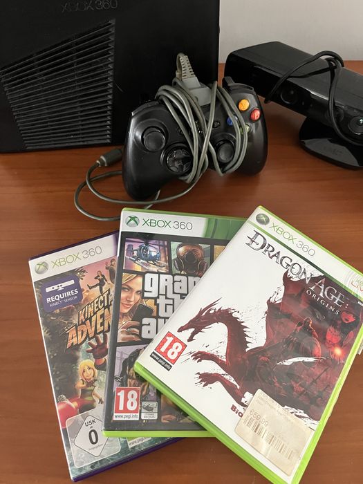 Xbox 360 com cabos | Kinect | Jogos e um comando