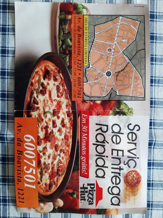 Folheto Pizza Hut Boavista Porto 1992