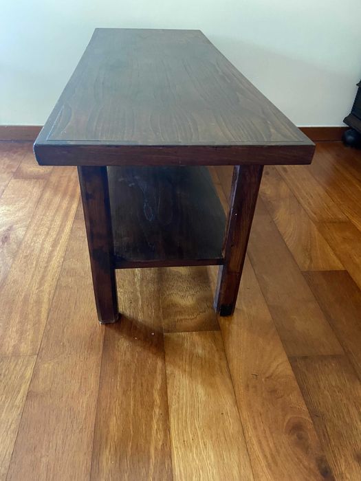 Mesa de centro/apoio em madeira maciça mogno com 1,20 m x 0,42 m