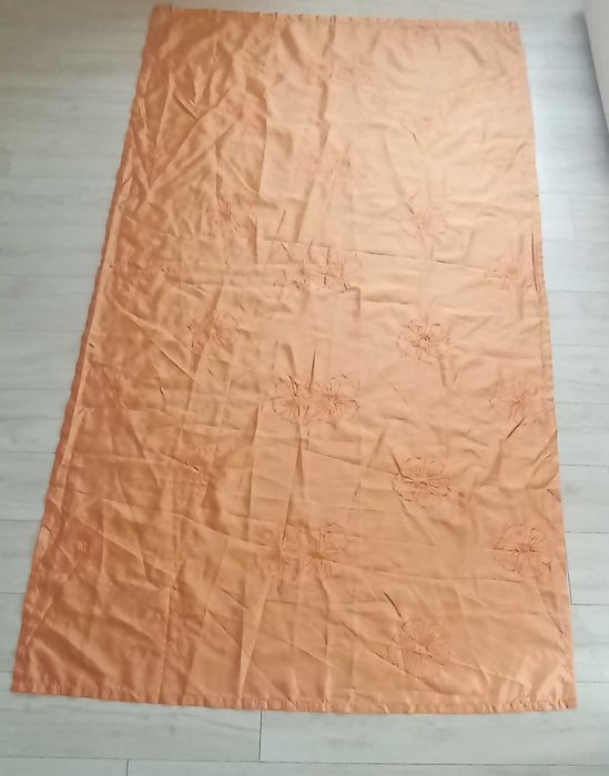 Długie Zasłony gotowe na taśmie do salonu 4 szt komplet pomarańczowe