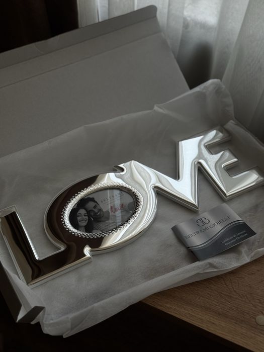 Срібна фоторамка Beltrami LOVE . Made in Italy