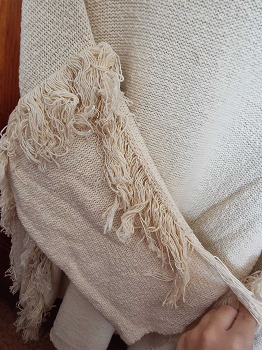 Camisola estilo poncho bege Mango 93% algodão, tamanho único