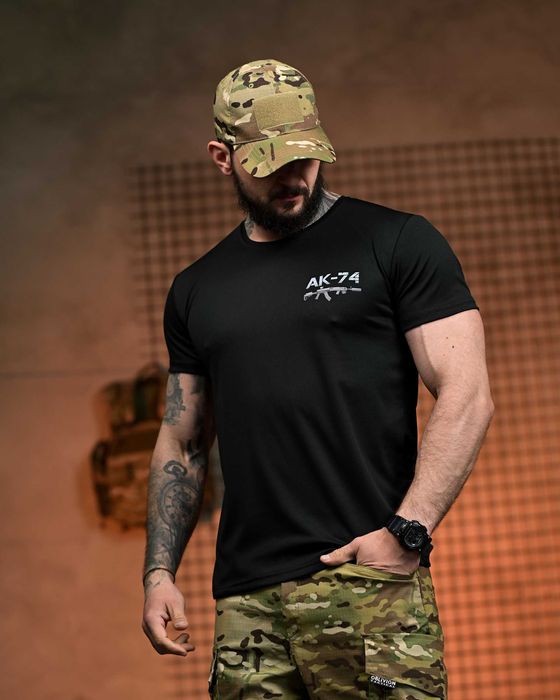 Тактична футболка AK-74 Coolmax чорна Без передоплати