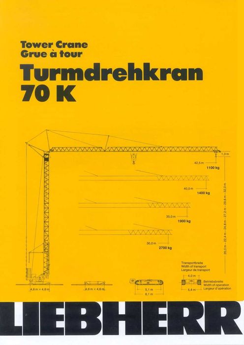 Оренда баштового крана LIBHERR 70к (Лібхер 63к) Ватажопійомність 6т.