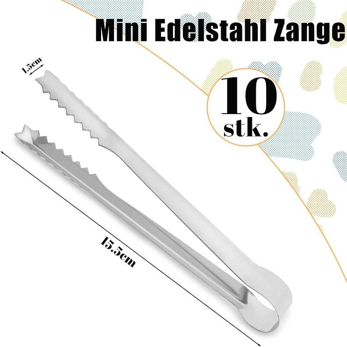 Szczypce do lodu cukru na przekąski Stal nierdzewna 10 sztuk Srebrne