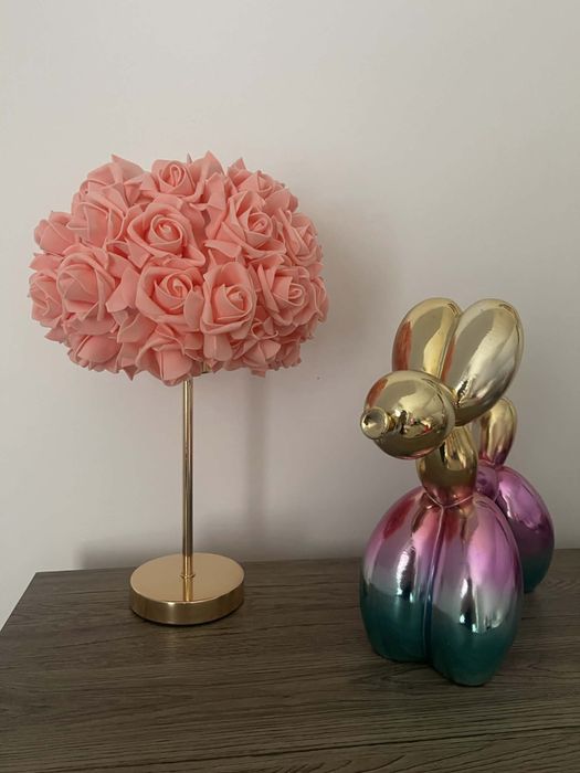 Lampka złota lampa stołowa na biurko glamour róży